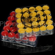 Nến Tealing sáp viên 2.5cm 1giờ 50 viên/hộp (vàng đỏ) - thờ cúng
