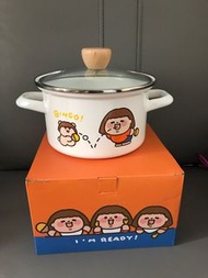 可用於明火煮食爐，電爐及電磁爐-$130/pc 為食妹Plastic thing Enamel cooking pot with lid 1.5L 雙耳搪瓷煲