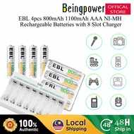 EBL 4pcs AAA 800mAh 1100mAh Ni-MH Battery Rechargeable Batteries With AA AAA 8 slot Charger For Radi