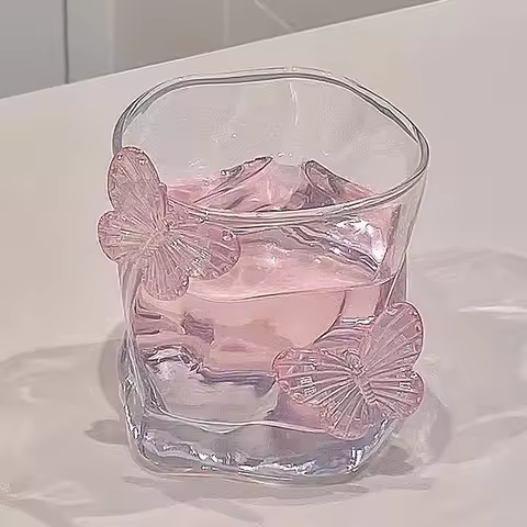 Butterfly Transparent Twisted Glass High Beauty Water Cup Beer Glass Household Juice Whiskey Glasses