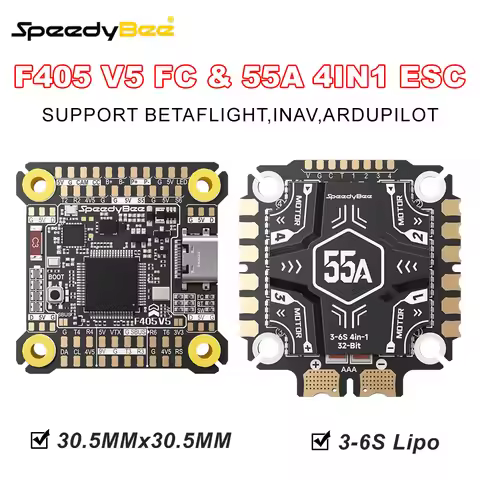 SpeedyBee F405 V5 Stack F405 V5 FC 32-Bit 55A 4in1 ESC 3-6S LiPo 30.5x30.5mm 16MB ICM42688P Gyro For