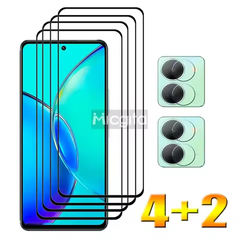 4+2 Tempered Glass Protector For VIVO Y36 Screen Glass and Soft Fiber Camera film