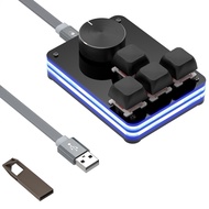 GEEKRIA USB Mini 4ปุ่ม + คีย์บอร์ดลูกบิดคีย์บอร์ดเล่นเกมกลไกมือเดียวฟังก์ชั่นหลักที่ปรับแต่งได้แป้นพ