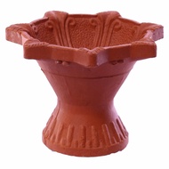 Partyforte Deepavali Red Clay Diya with Stand