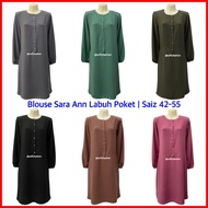 B2437 COLOR PART 2: BLOUSE SARA ANN FURSAN LABUH BERPOKET SAIZ 42-55