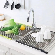 Foldable Dish Drying Rack Stainless Steel Drainer above Sink Storage Organizer Tray Kitchen Accessories