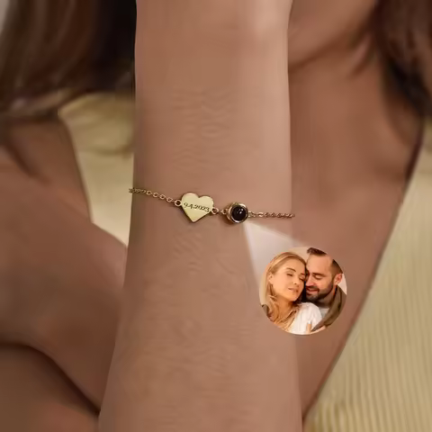 Photo Projection Bracelet Personalised Photo Name Bracelet Projection Bracelet for Women Engraved He