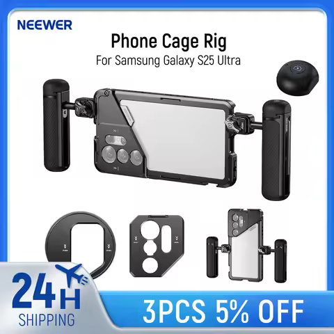 NEEWER Phone Cage Holder for Samsung Galaxy S25 Ultra,Recording Filming Rig Stabilizer with 2X Handl