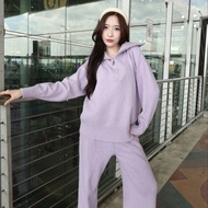 JARINYA Set2 ชิ้น ไหมพรมเสื้อสเวสเตอร์แต่งซิป+ กางเกง สีพื้น ผ้าไหมพรมหนานุ่มไม่บาง