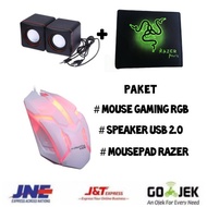 Gaming MOUSE LED OPTICAL USB FREE MOUSEPAD RAZER+SPEAKER USB 2.0