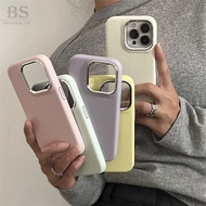 Gentle Simple Solid Color Silver Frame Leather Hard Case Suitable For iPhone 16 15 14 13 Pro Max i15