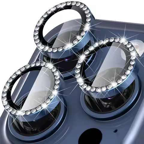 1 Set Luxury Bling Diamond Metal Glass Camera Lens Protector For IPhone 15 14 13 11 16 Pro Max Plus 