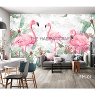 Custom 3d Wall Wallpaper- Flamingo wall Wallpaper-3d Tropical Wallpaper- 3d Flamingo Wallpaper