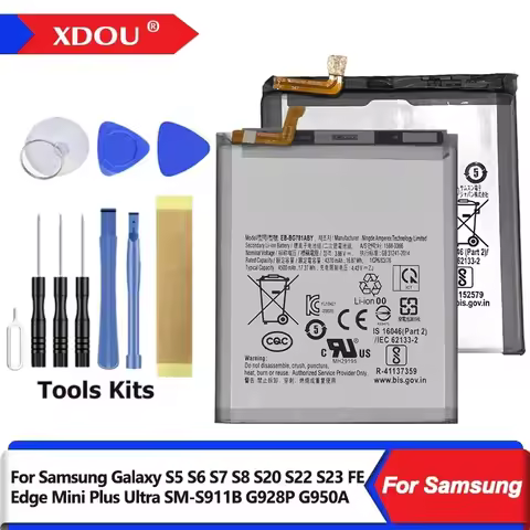 XDOU High Quality Battery For Samsung Galaxy S5 S6 S7 S8 S20 S22 S23 FE Edge Mini Plus Ultra SM-S911