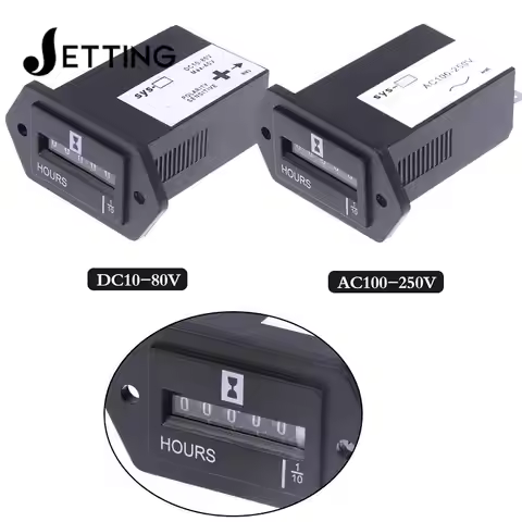 6 Digits 100-250V AC 10-80V DC Hour Meter,Complete Sealed Quartz Timer Counter SYS-1