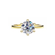 Moissanite Ring 1ct-3ct Six Prong Round Cut S925 Silver Yellow Gold Plated With GRA Certificate