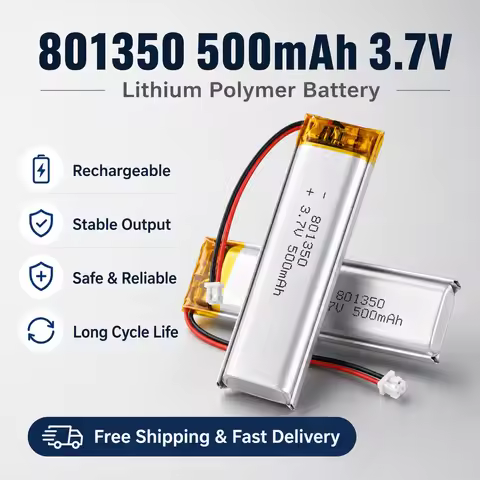 500mAh 3.7V 801350 Rechargeable Lipo Battery Polymer Cell For Reading Pen Electric Toothbrush Record