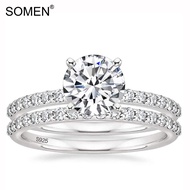 SOMEN 1.25CT 925 Sterling Silver Bridal Ring Sets Round CZ Engagement Rings promise rings wedding ba