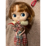 blythe outfit check jumpsuit+head acc+shrimp neck pillow Doll Set