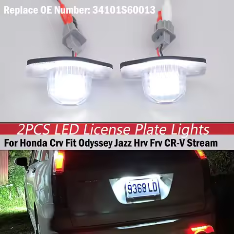 Error Free LED Car Number License Plate for Honda Crv Fit Jazz Crosstour Odyssey Stream Freed Logo I