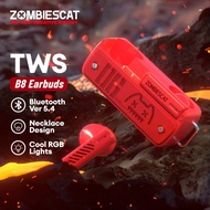 ZOMBIESCAT B8 Wireless Earbuds | Gaming Mode & Cool LED Lights | Bluetooth 5.4 Headphones