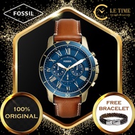 [Authentic *FREE BRACELET*] Fossil Grant Chronograph Luggage Brown Leather Men Watch Jam Tangan Lela