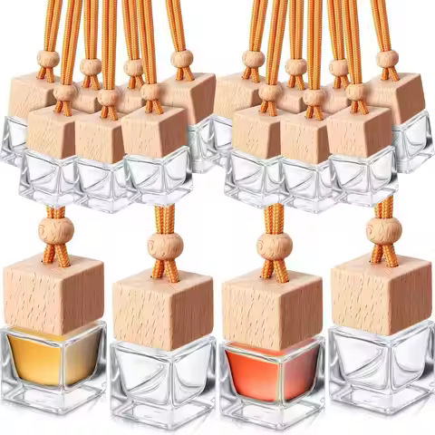 20Pcs 8ml Empty Glass Perfume Diffuser Bottles Hanging Bottle Refillable Car Air Freshener Pendant A