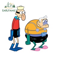 EARLFAMILY Mermaid Man And Barnacle Boy Car Stickers Personality Scratch-Proof Skateboard Caravan Vi