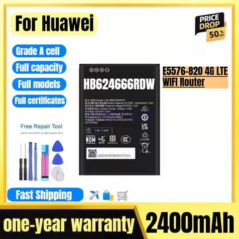 HB624666RDW for Huawei E5576-820 4G LTE WIFI Router Phone Battery High Quality High Capacity Replace