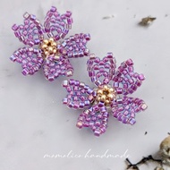 鉤針 串珠 編織  櫻花 耳環