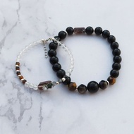 【水晶手串】守護 |四季幽靈x黑曜石×白水晶 情侶手鍊|大員囡仔