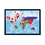 Frambie Modern A1 World Map | Framed Large Office World Map | Peta Dunia 84cm x 60cm