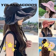 YOLA Bucket Hat Outdoor Women Panama Hat UV Protection Wide Brim Sunshade Hat