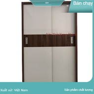 Tủ quần áo Cửa Lùa 1m2 Gỗ MDF Melamine Cánh Trắng Sọc Óc Chó