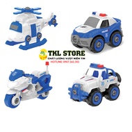 Xe đồ chơi cho bé xe lắp ráp cho bé bộ xe cảnh sát xe quân đội - TKL STORE