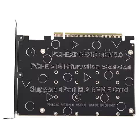 PCIE Express 5.0 Gen5 Gen4 X16 Adapter Bifurcation Card To 4X NVME M.2 NGFF SSD Expansion Card