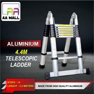AA MALL 2.2M x 2.2M Aluminium Telescopic Pole Ladder Multi-Purpose Extendable Folding Ladder With 14
