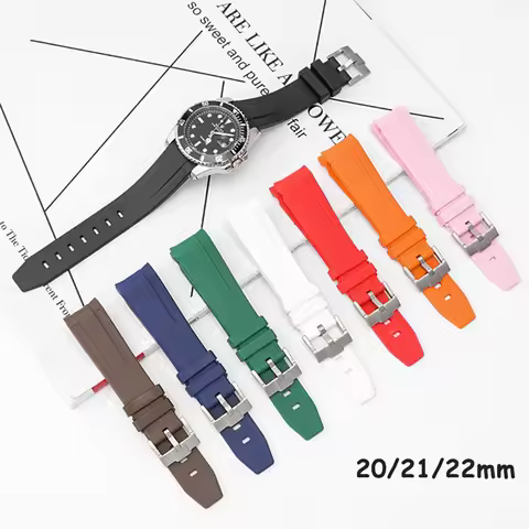 Rubber Silicone Watch Band Curved End Diving Waterproof Bracelet For Omega Moonswatch Rolex Seiko Da