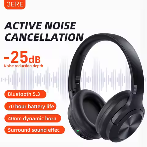 Wireless headphones QERE E80 Earphone bluetooth 5.3 ANC Noise Cancellation Hi-Res Audio Over the Ear