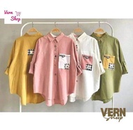 Atasan wanita saku kotak depan lubana/atasan wanita bahan crinkle premium terbaru