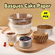 50pcs Basques Cake Desserts Paper Disposable Baking Basket Oilproof Paper Cake Baking Paper No Foldi