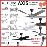 Alpha Alkova Axis Dc Motor 3 Blades 5 Blades LED Remote 8+8 Speeds 42'' 48'' 56'' Matt White Matt Bl