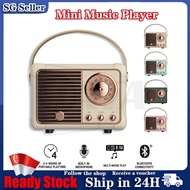 SG stock stock Retro Portable Wireless Bluetooth Speaker Vintage Classical Subwoofer Speakers FM Radio Mini Music Player