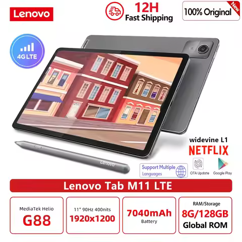 Global ROM Lenovo Tab k10 M11 11” Display 4G LTE MediaTek Helio G88 8GB RAM 128GB SSD L1 1920x1200 W