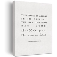 Bible Verse Canvas Print Decor Therefore If Anyone is in Christ 2 Corinthians 5 : 17 Wall Painting A