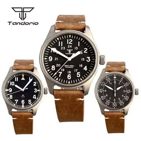 Tandorio Titanium Ultralight Dive 39mm Men's Pilot Watch Automatic Miyota 8215/PT5000 Movt AR Sapphi