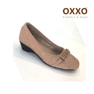 OXXO รองเท้าคัทชู รองเท้าเพื่อสุขภาพ แฟชั่น  ประดับอะไหล่ หญิง ใส่ทำงาน ส้นpuสูง1นิ้วครื่ง พี้นกันลื่น X88603