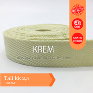 Tali webbing warna Cream / Tali Webing 2.5 cm Tebal Kuat/ Tali Sling / Tali Webbing / Pita Bisban / 