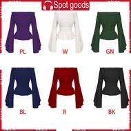 Women's Gothic Renaissance Blouse - Flared Sleeves & Ruffles