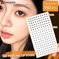 YTAR  Temporary No-Piercing Rhinestone Stickers 165/180 Count Fake Lip Nose Eyebrow Studs Fake Pierc
